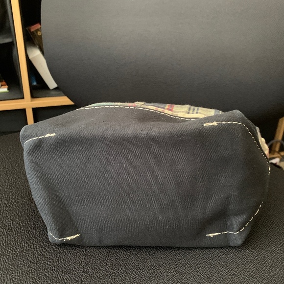 LL Bean Boat and Tote Bag Piaid with Leather Handles Mini Tote Vintage - Picture 3 of 13